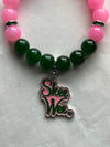 Alpha Kappa Alpha Natural Agate Beaded SKEE WEE Charm Bracelet