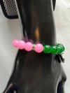 Alpha Kappa Alpha Natural Agate Beaded SKEE WEE Charm Bracelet