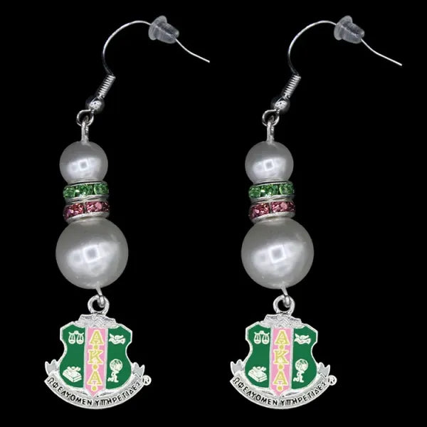 Alpha Kappa Alpha Pearl Shield Earrings