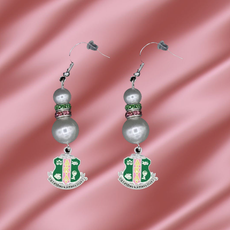 Alpha Kappa Alpha Pearl Shield Earrings