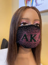 Alpha Kappa Alpha Rhinestone Bling Face Mask Pink Sprinkle