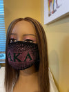 Alpha Kappa Alpha Rhinestone Bling Face Mask Pink Sprinkle