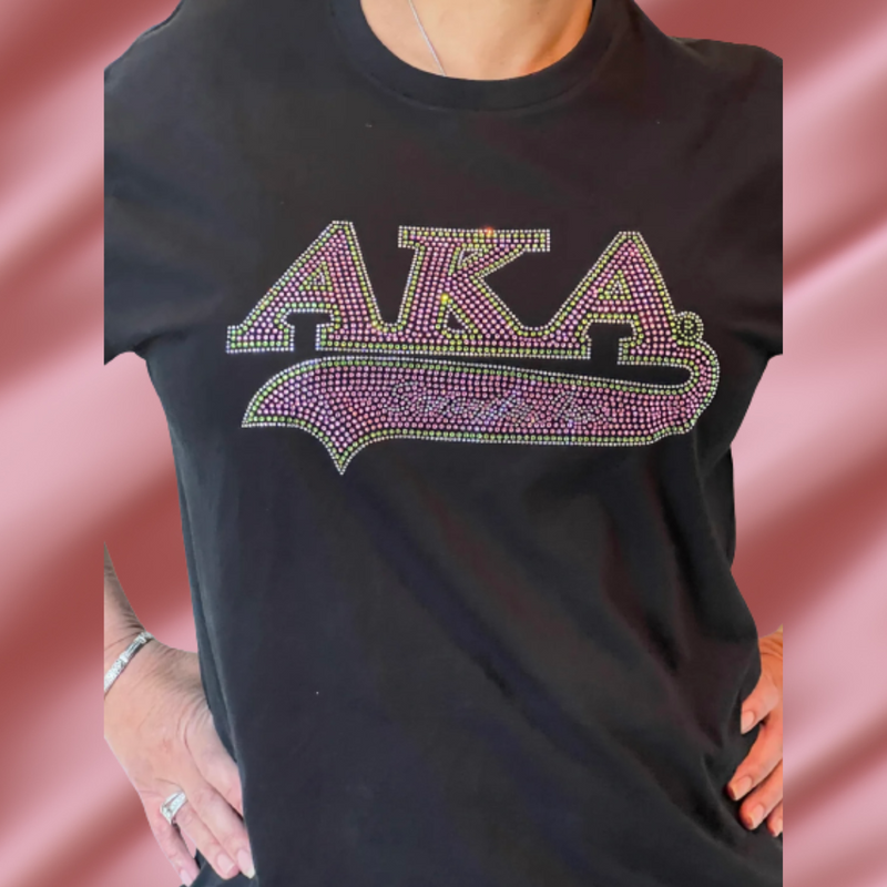 Alpha Kappa Alpha Rhinestone Bling Tail T-Shirt