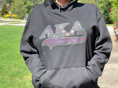 Alpha Kappa Alpha Rhinestone Bling Velour Lined Hoodie