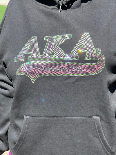 Alpha Kappa Alpha Rhinestone Bling Velour Lined Hoodie