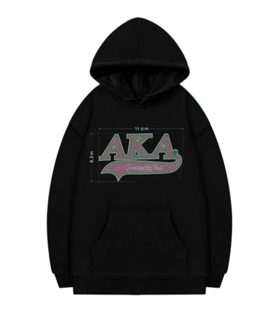 Alpha Kappa Alpha Rhinestone Bling Velour Lined Hoodie