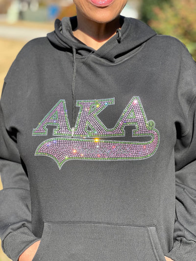 Alpha Kappa Alpha Rhinestone Bling Velour Lined Hoodie