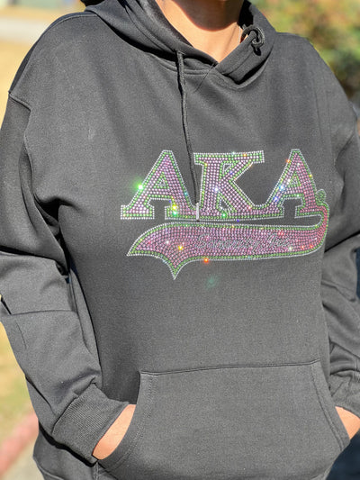 Alpha Kappa Alpha Rhinestone Bling Velour Lined Hoodie