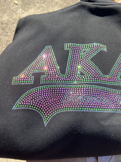 Alpha Kappa Alpha Rhinestone Bling Velour Lined Hoodie