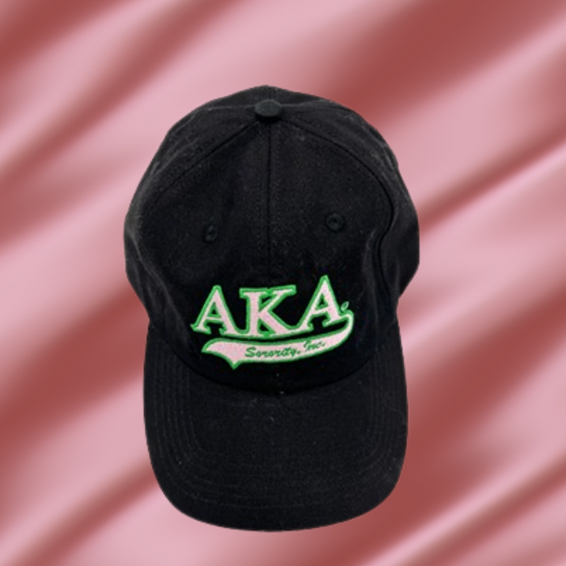 Alpha Kappa Alpha Satin Lined Baseball Cap Black