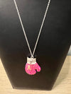 Breast Cancer Awareness Fight Bling Pink Boxing Glove Necklace - Necklaces