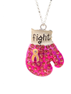 Breast Cancer Awareness Fight Bling Pink Boxing Glove Necklace - Necklaces