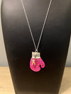 Breast Cancer Awareness Fight Bling Pink Boxing Glove Necklace - Necklaces