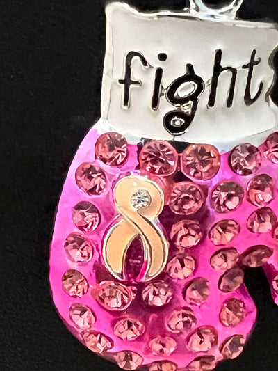 Breast Cancer Awareness Fight Bling Pink Boxing Glove Necklace - Necklaces