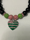 Alpha Kappa Alpha AKA Bling Heart of America Bracelet Black