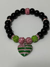 Alpha Kappa Alpha AKA Bling Heart of America Bracelet Black