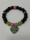 Alpha Kappa Alpha AKA Bling Heart of America Bracelet Black