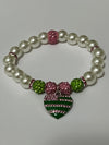 Alpha Kappa Alpha AKA Bling Heart of America Bracelet Pearl