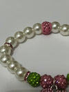 Alpha Kappa Alpha AKA Bling Heart of America Bracelet Pearl